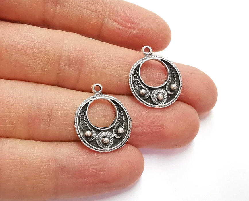 5 Silver Charms Antique Silver Plated Charms (21x18mm)  G20755