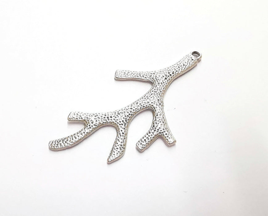 2 Coral Branch Charms Antique Silver Plated Charms (59x36mm)  G20756