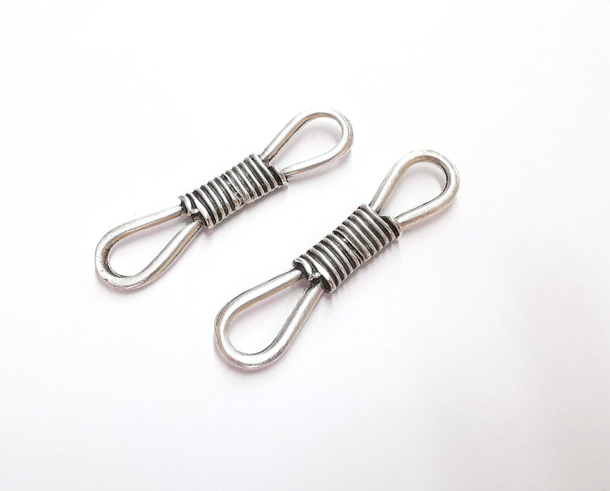 2 Bales of Rope Charms Connector Antique Silver Plated Charms (52x11mm) G20766