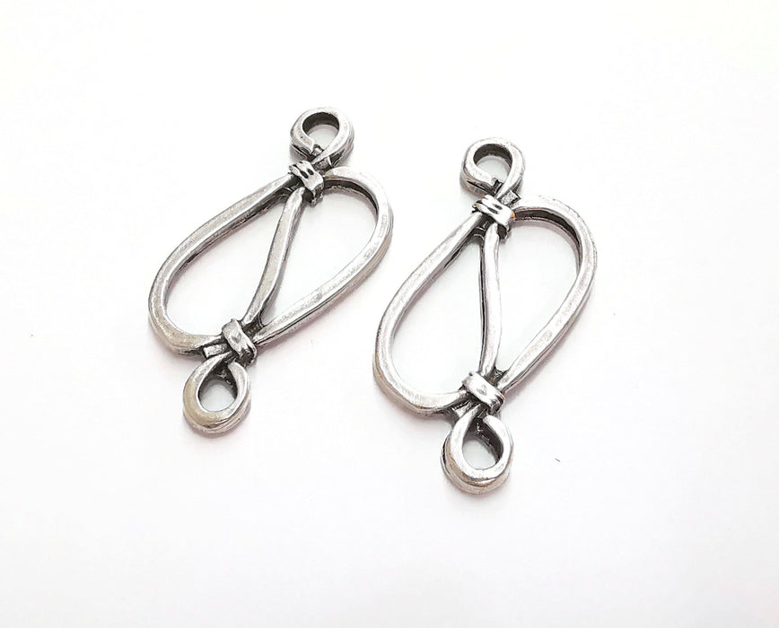 2 Rope Charms Connector Antique Silver Plated Charms (44x18mm) G20770