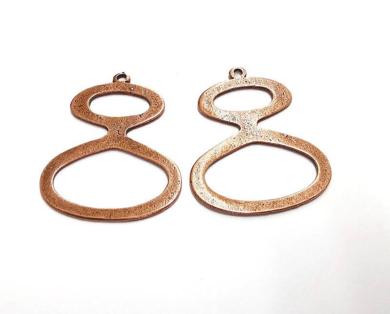 2 Eight Shape Charms Antique Copper Plated Charms (46x37mm)  G21074