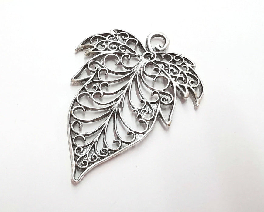 Leaf Pendant Antique Silver Plated Pendant (68x52mm)  G21079