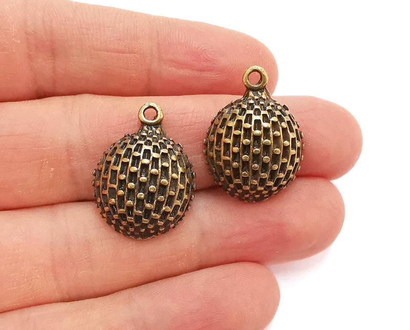 2 Cambered Circle Charms Antique Bronze Plated Charms (25x19mm)  G21086