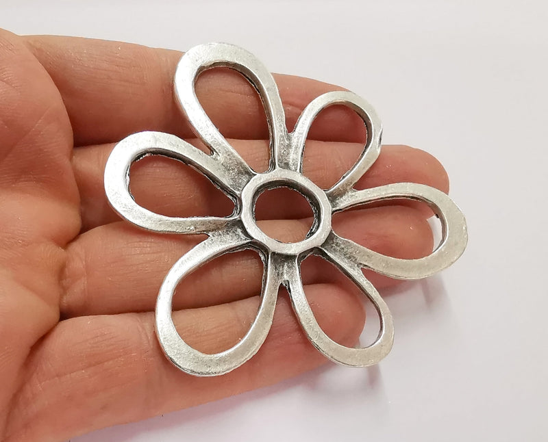 Flower Charms Antique Silver Plated Charms (75mm)  G20773