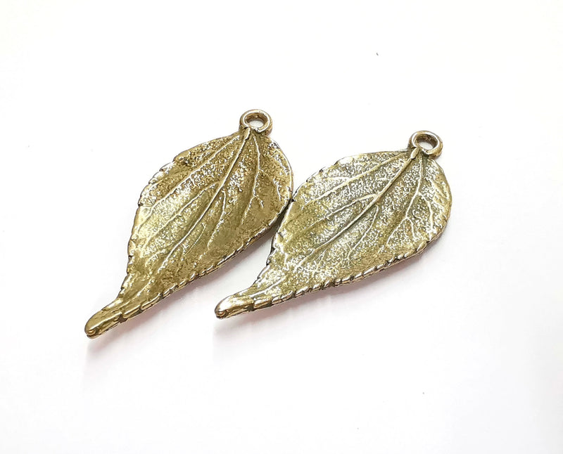 2 Leaf Charms Antique Bronze Plated Charms (60x26mm) G21772