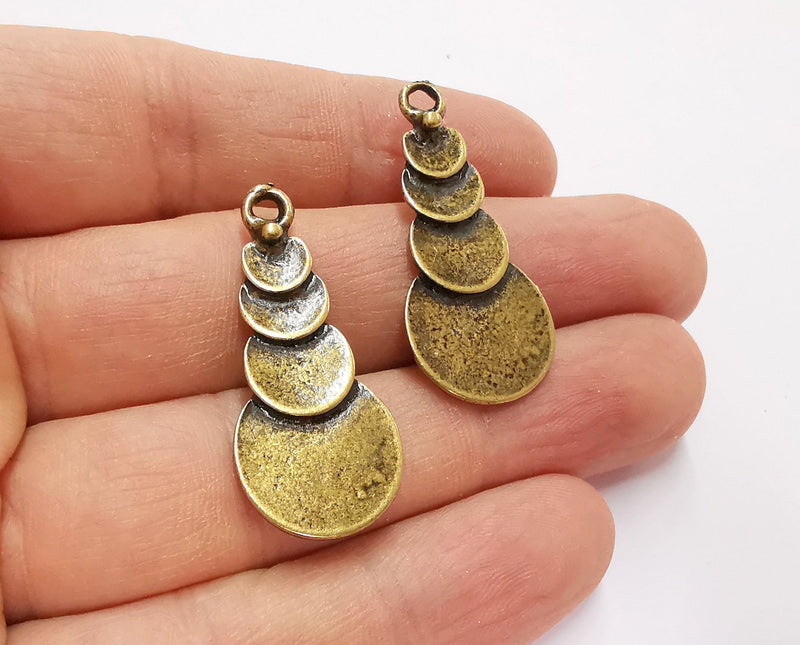 2 Circles Charms Antique Bronze Plated Charms (37x16mm) G20780