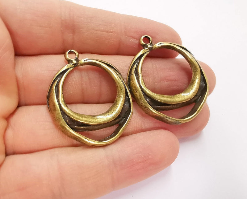 2 Antique Bronze Charms Antique Bronze Plated Charms (37x30mm) G20784