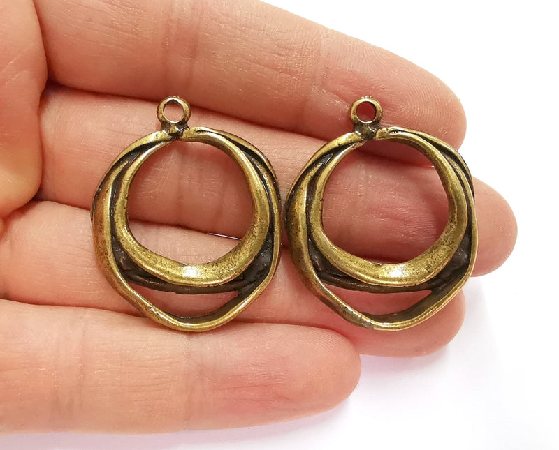 2 Antique Bronze Charms Antique Bronze Plated Charms (37x30mm) G20784
