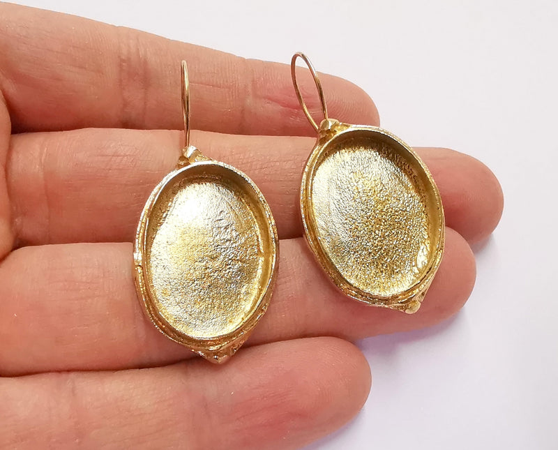 Earring Blank Base Settings Resin Blank Cabochon Bases inlay Blank Mountings Raw Brass (25x18mm blank ) 1 Set  G25145