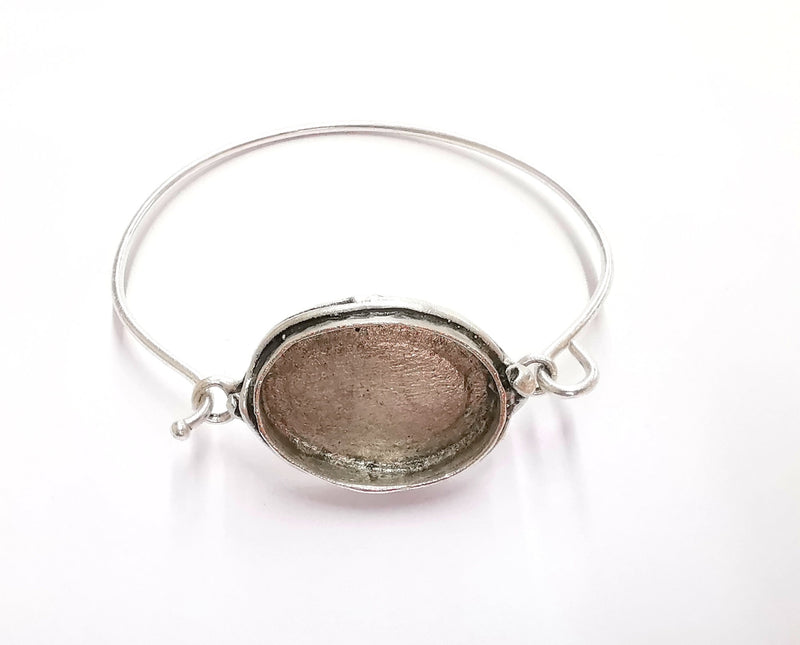 Hammered Bracelet Blanks Cuff Blanks Bracelet Blank Antique Silver Plated Brass (25x18 mm Blanks ) G20790