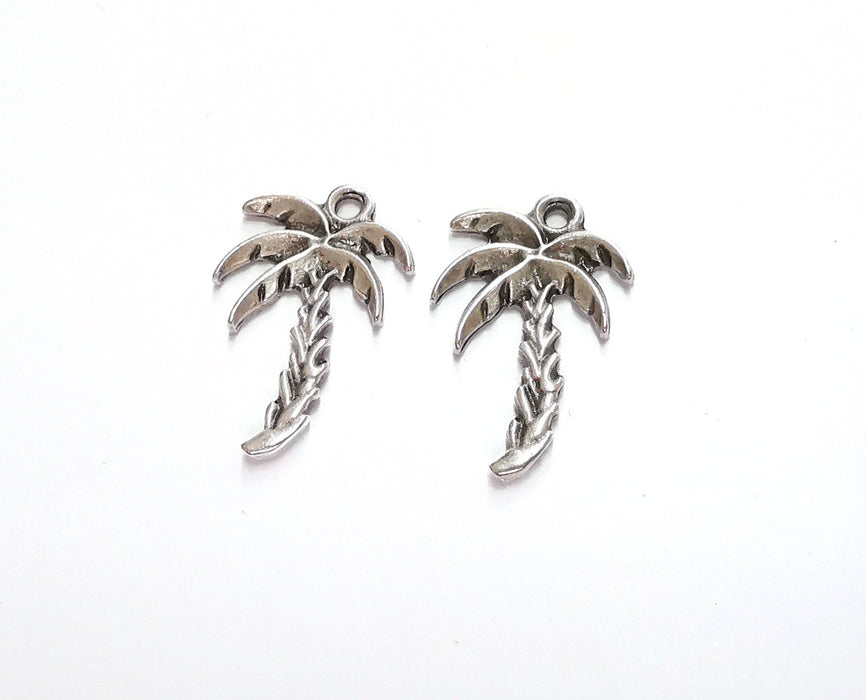 4 Palm Charms Antique Silver Plated Charms (30x19mm)  G20795