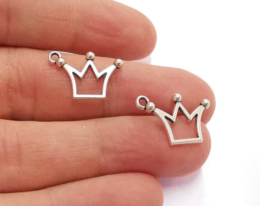 10 Crown Charms Antique Silver Plated Charms (19x13mm)  G21112