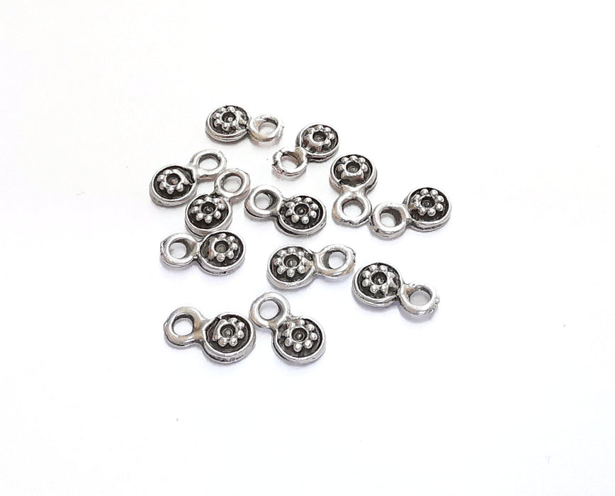 20 Flower Charms Antique Silver Plated Charms (11x6mm)  G21117