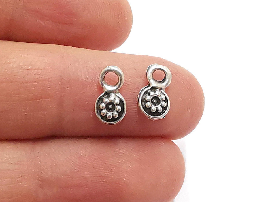 20 Flower Charms Antique Silver Plated Charms (11x6mm)  G21117