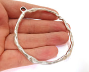 Wavy Round Pendant Antique Silver Plated Pendant (80x70mm)  G21120