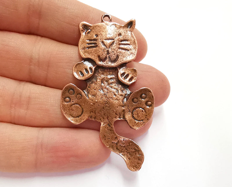 2 Cat Charms Antique Copper Plated Charms (61x36mm)  G20803