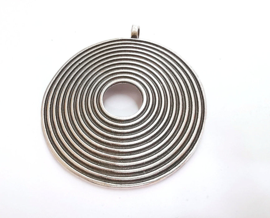 Circles Pendant Antique Silver Plated Pendant (81x70mm)  G21126