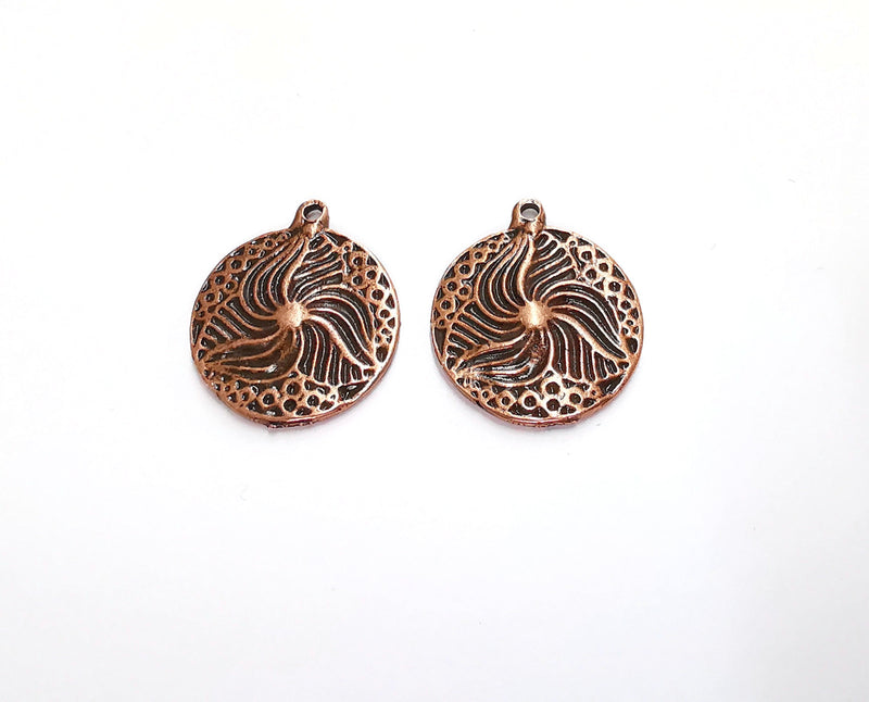 2 Copper Charms Antique Copper Plated Charms (26x22mm)  G20814