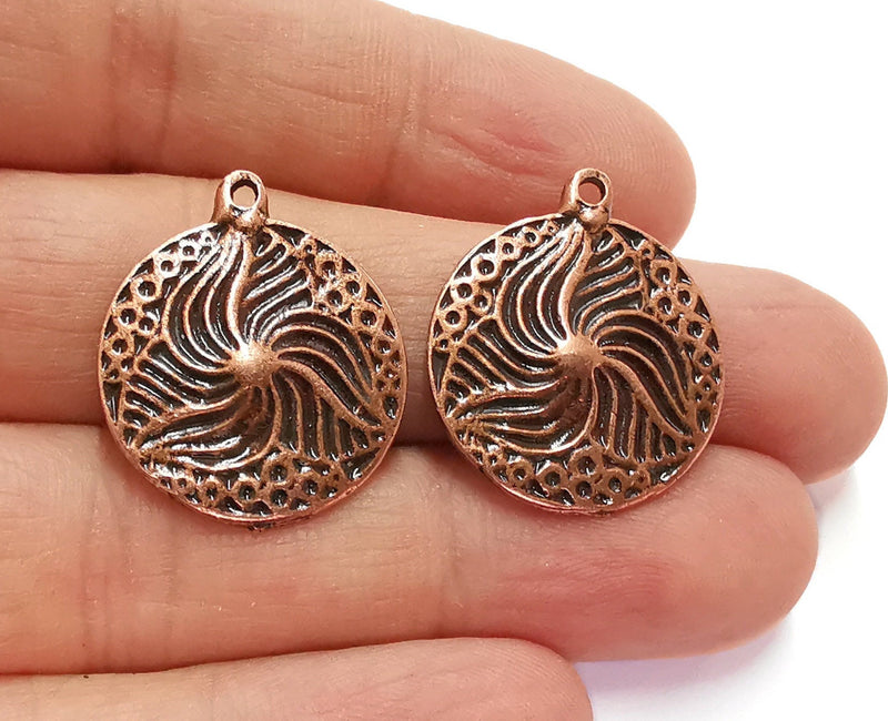 2 Copper Charms Antique Copper Plated Charms (26x22mm)  G20814
