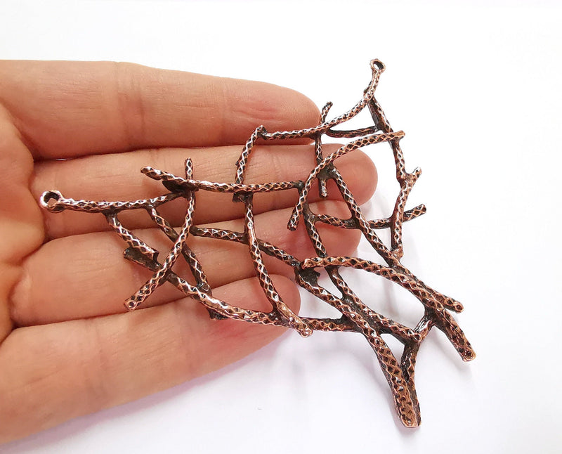 Hammered Sticks Pendant Connector Antique Copper Plated  (81x94mm)  G20817