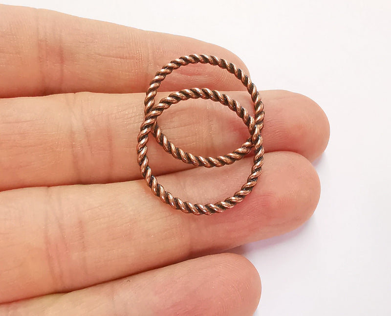 10 Twisted Circle Findings Antique Copper Plated Circle (25 mm)  G20818