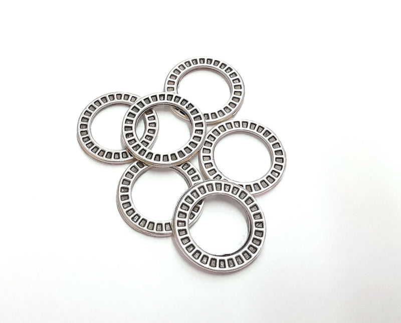 5 Silver Charms Double Sided (Both Side Same)  Antique Silver Plated (18mm)  G21135