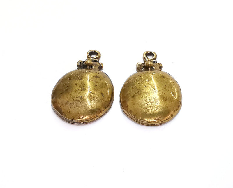 2 Cambered Circle Charms Antique Bronze Plated Charms (35x24mm)  G20828