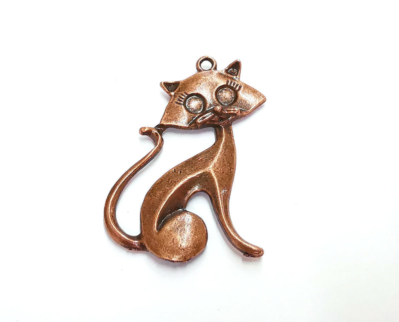 2 Cat Charms Antique Copper Plated Charms (44x31mm)  G21150