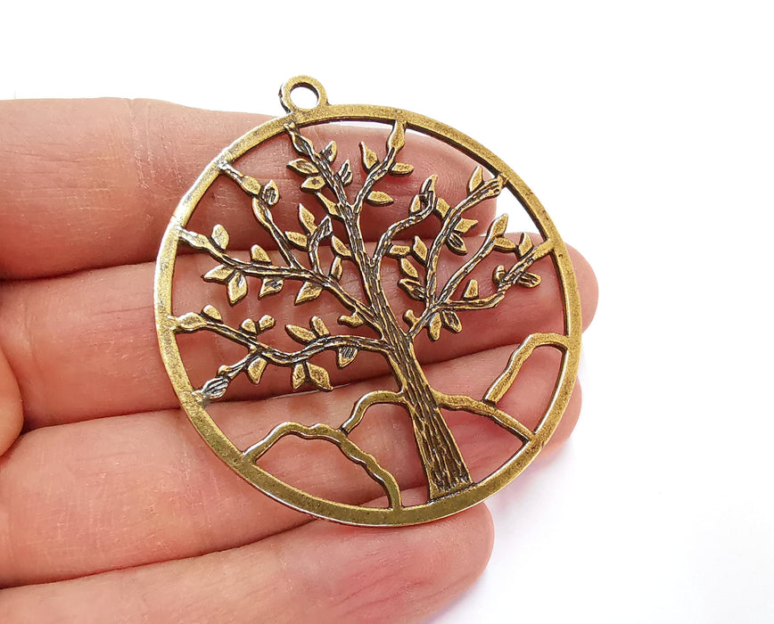 Tree Pendant Antique Bronze Plated Pendant (61x57mm)  G21154