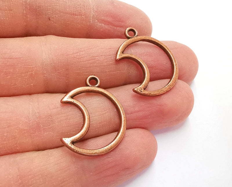 5 Moon Charms Antique Copper Plated Charms (26x20mm)  G21158
