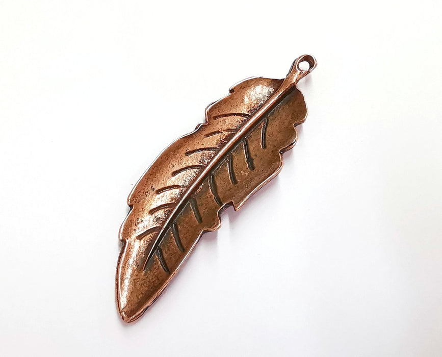 2 Feather Charms Antique Copper Plated Charms (69x22mm) G21160