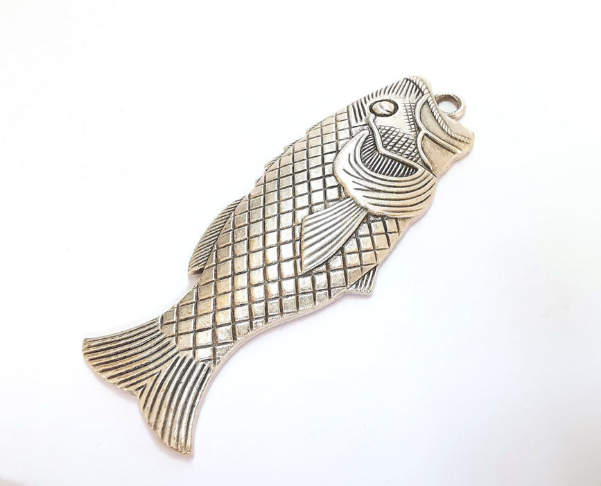 Fish Pendant Antique Silver Plated Pendant (94x34mm)  G20146