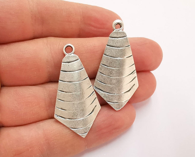 2 Silver Charms Antique Silver Plated Charms (41x21mm)  G20848