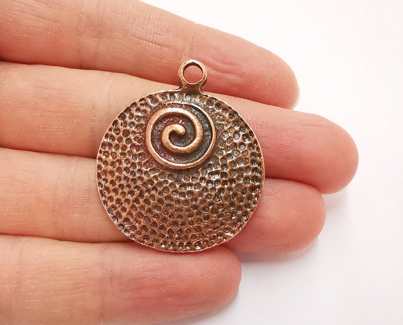 Spiral Hammered Charms Antique Copper Plated Charms (40x34mm)  G20852