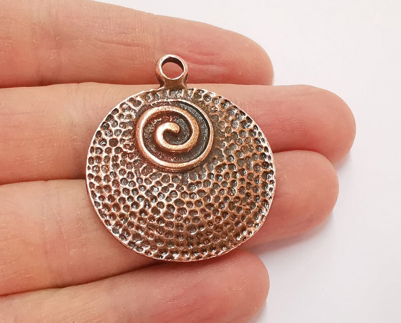 Spiral Hammered Charms Antique Copper Plated Charms (40x34mm)  G20852