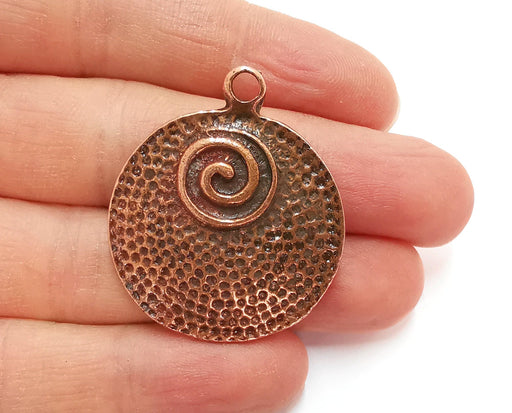 Spiral Hammered Charms Antique Copper Plated Charms (40x34mm)  G20852