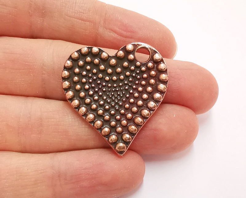 2 Heart (Double Sided) Charms Antique Copper Plated Charms (35x33mm) G20853
