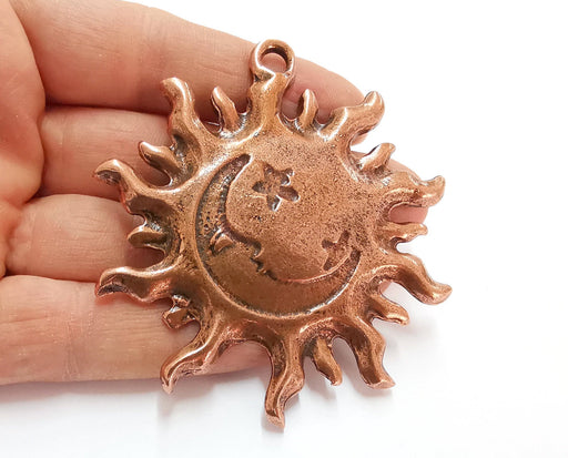 Sun Moon Star Pendant Antique Copper Plated Pendant (78x73mm)  G20856