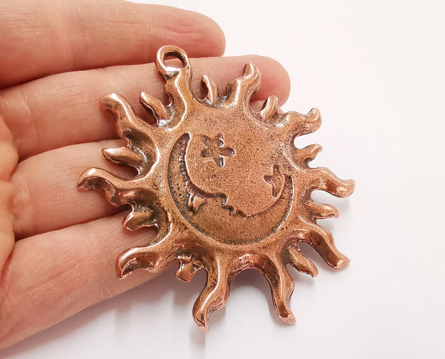 Sun Moon Star Pendant Antique Copper Plated Pendant (78x73mm)  G20856