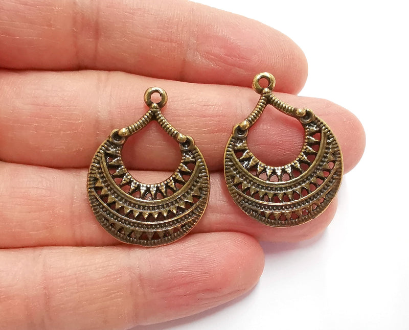 2 Antique Bronze Charms Antique Bronze Plated Charms (31x24mm)  G21181