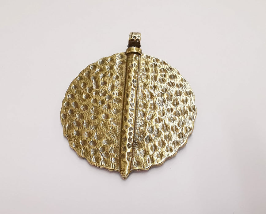 Hammered  Pendant Antique Bronze Plated Pendant (74x60mm)  G21185