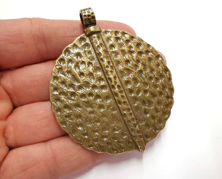 Hammered  Pendant Antique Bronze Plated Pendant (74x60mm)  G21185