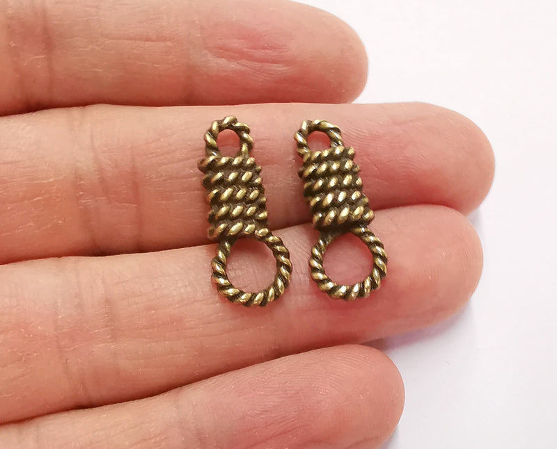 4 Bales of Rope Charms Connector Antique Bronze Plated Charms (25x10mm) G21186