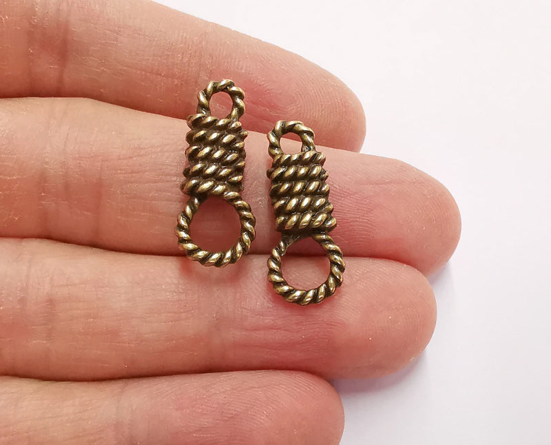 4 Bales of Rope Charms Connector Antique Bronze Plated Charms (25x10mm) G21186