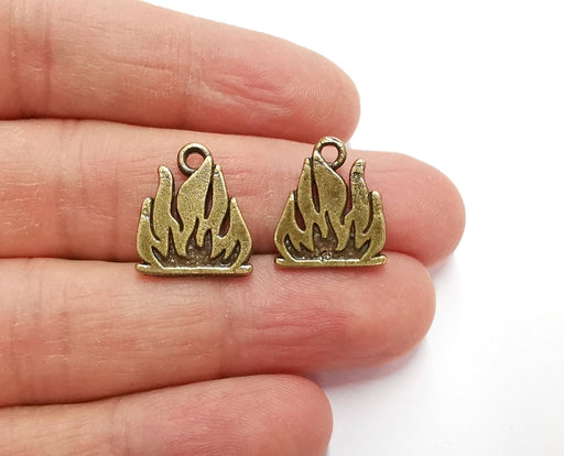 6 Flame Charms Double Sided (Both Side Same) Antique Bronze Plated Charms (18x15mm)  G21190