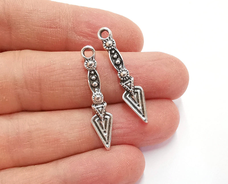 10 Silver Charms Antique Silver Plated Charms (33x7mm)  G21195