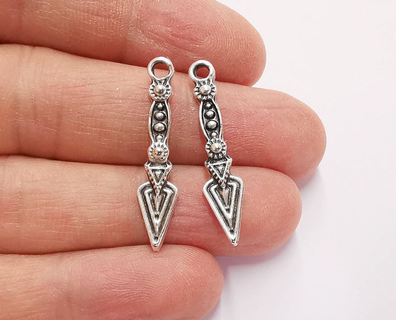 10 Silver Charms Antique Silver Plated Charms (33x7mm)  G21195