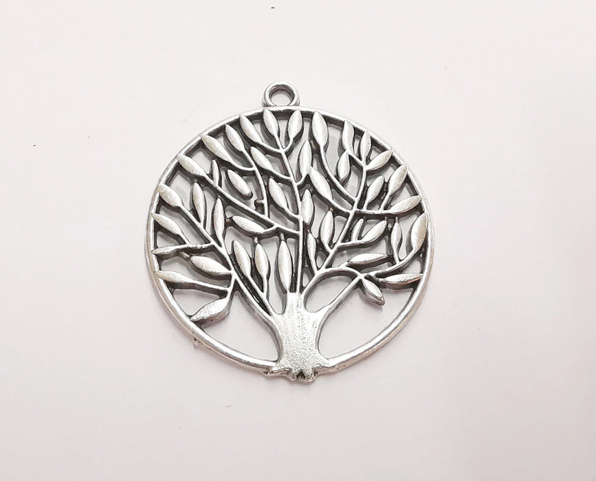 2 Tree Pendant Antique Silver Plated Pendant (41x36mm) G21199