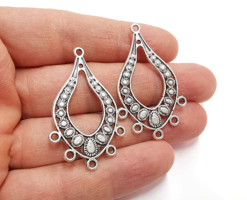 2 Drop Connector Charms Antique Silver Plated Charms  (47x28 mm)  G21204