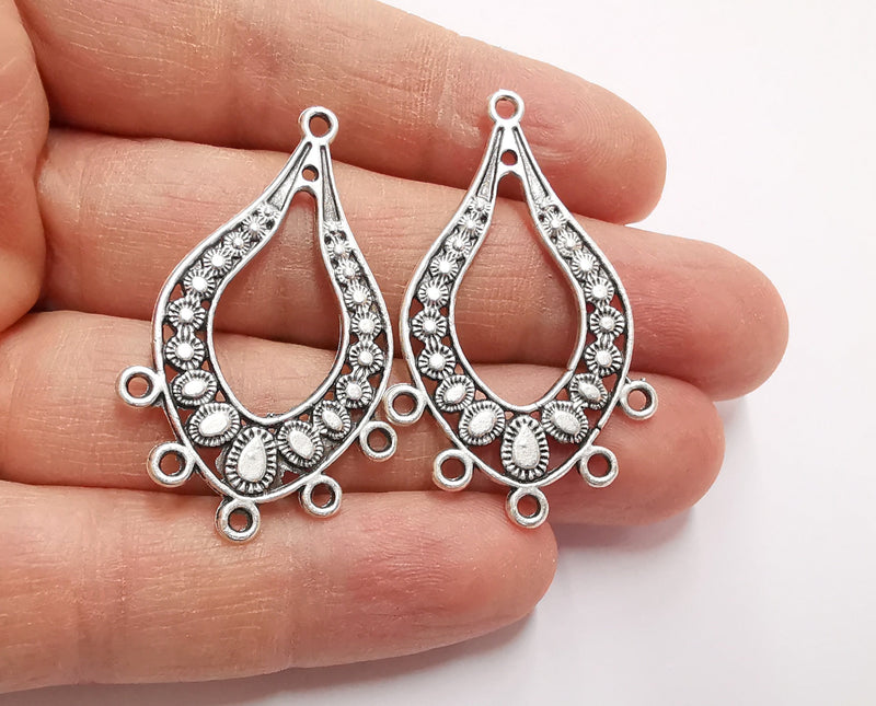 2 Drop Connector Charms Antique Silver Plated Charms  (47x28 mm)  G21204